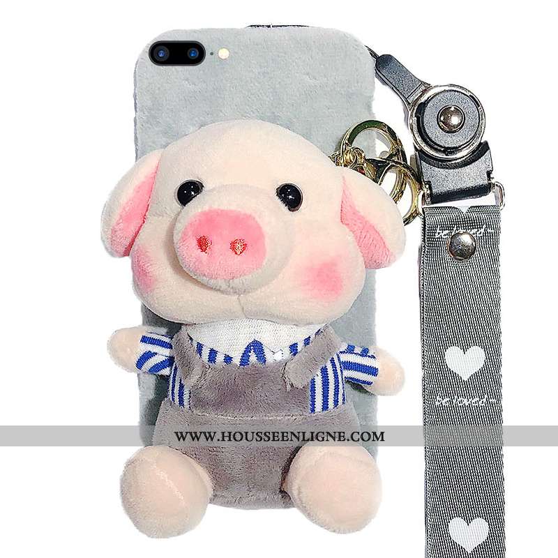 Étui iPhone 7 Plus Protection Ornements Suspendus Gris Personnalité Incassable Cou Suspendu