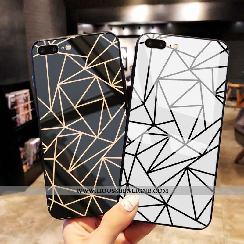 Étui iPhone 7 Plus Protection Verre Tendance Noir Géométrie Amoureux