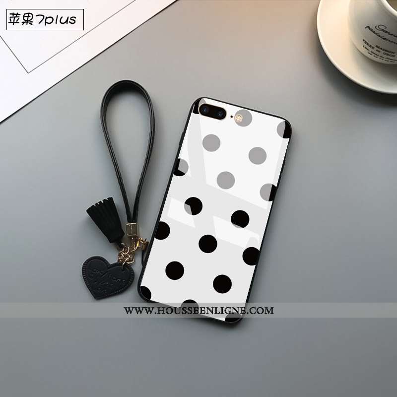 Étui iPhone 7 Plus Protection Verre Tendance Noir Géométrie Amoureux
