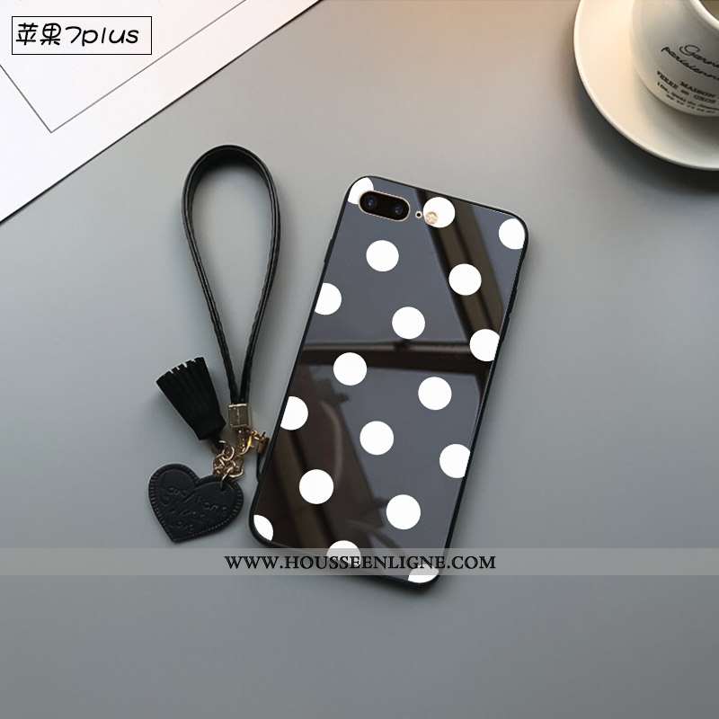 Étui iPhone 7 Plus Protection Verre Tendance Noir Géométrie Amoureux