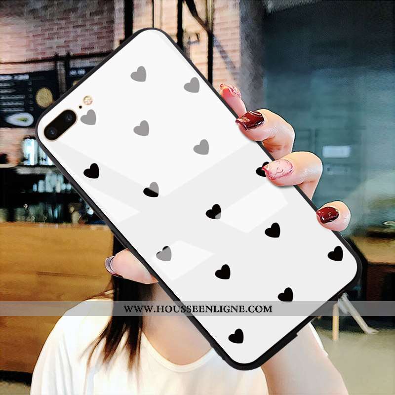 Étui iPhone 7 Plus Protection Verre Tendance Noir Géométrie Amoureux