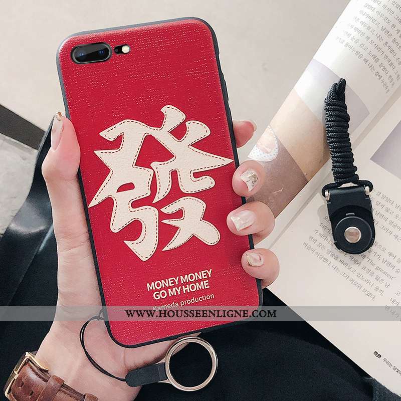 Étui iPhone 7 Plus Silicone Fluide Doux Pu Grand Simple Téléphone Portable Rouge