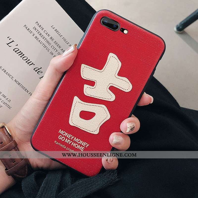 Étui iPhone 7 Plus Silicone Fluide Doux Pu Grand Simple Téléphone Portable Rouge