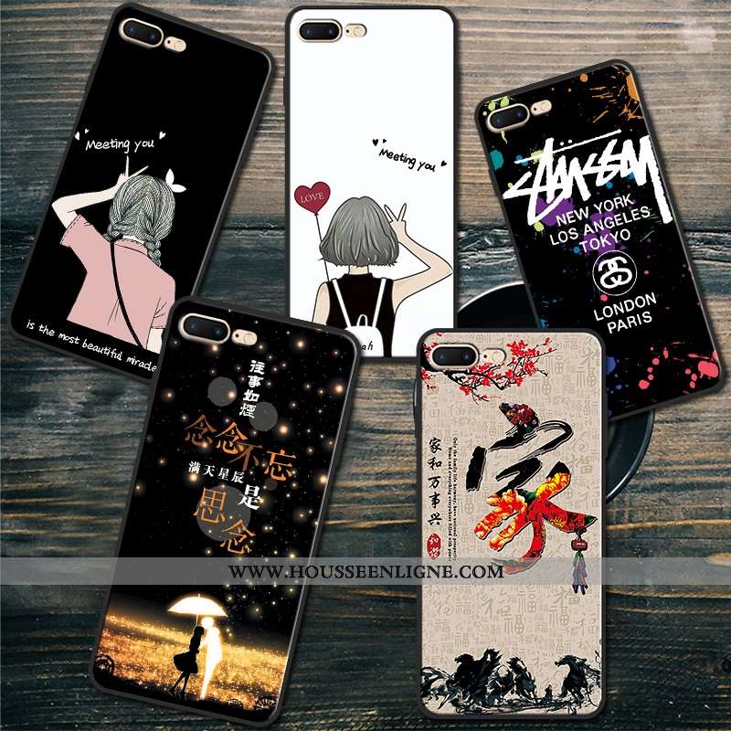 Étui iPhone 7 Plus Tendance Silicone Pu Coque Téléphone Portable Blanc Blanche
