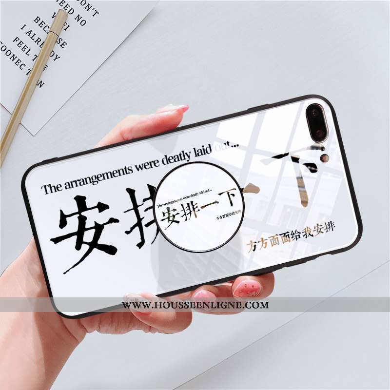 Étui iPhone 7 Plus Verre Personnalité Protection Support Coque Blanc Blanche