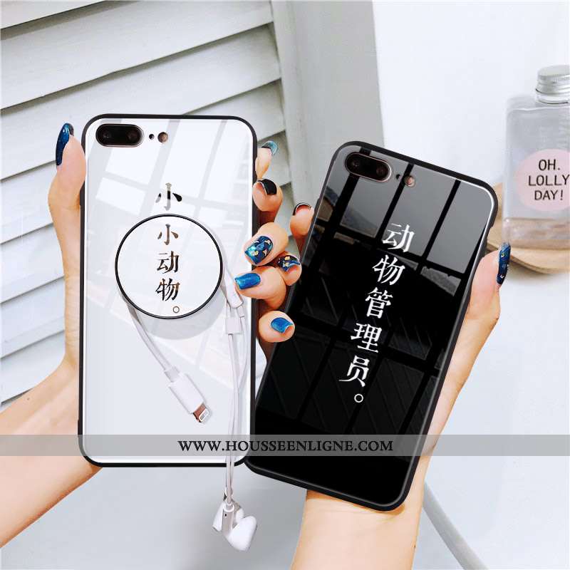 Étui iPhone 7 Plus Verre Personnalité Protection Support Coque Blanc Blanche