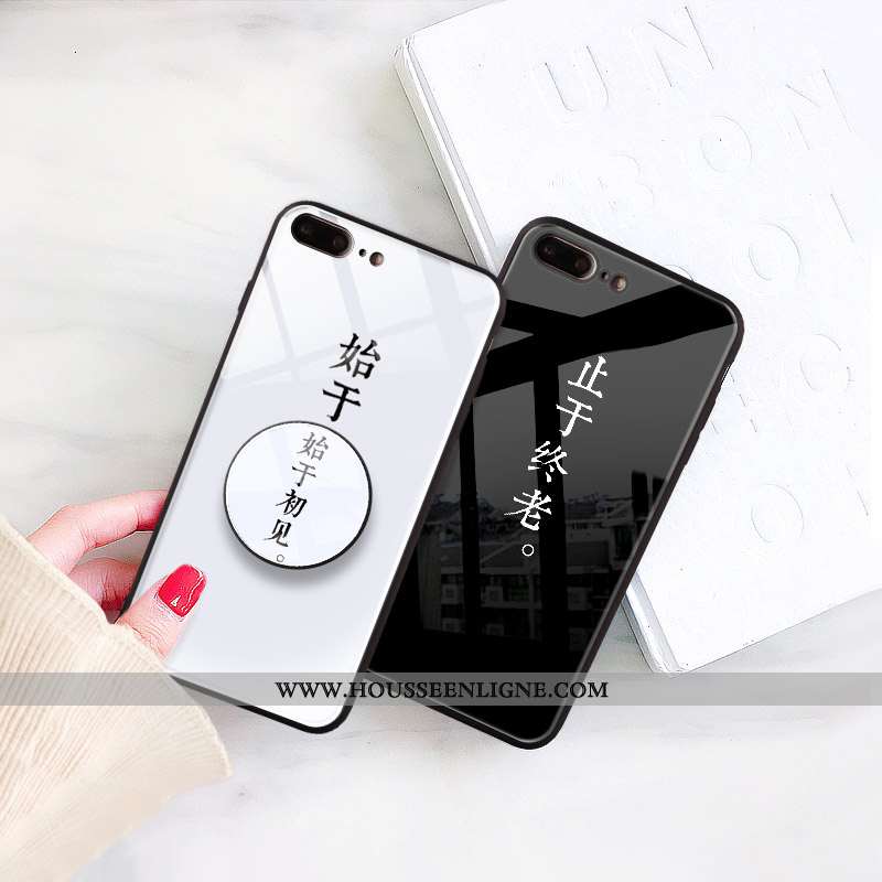 Étui iPhone 7 Plus Verre Personnalité Protection Support Coque Blanc Blanche