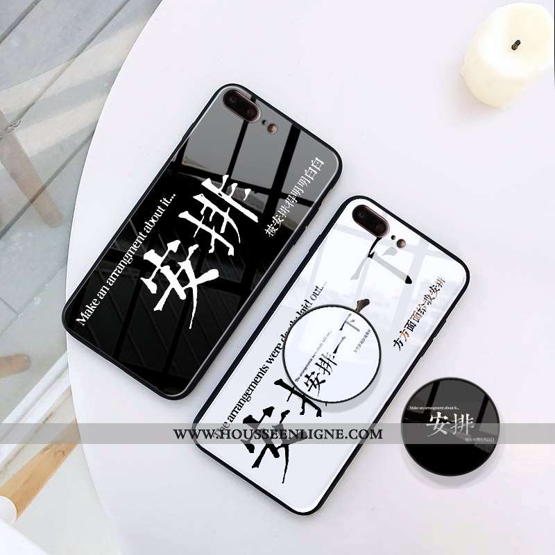 Étui iPhone 7 Plus Verre Personnalité Protection Support Coque Blanc Blanche