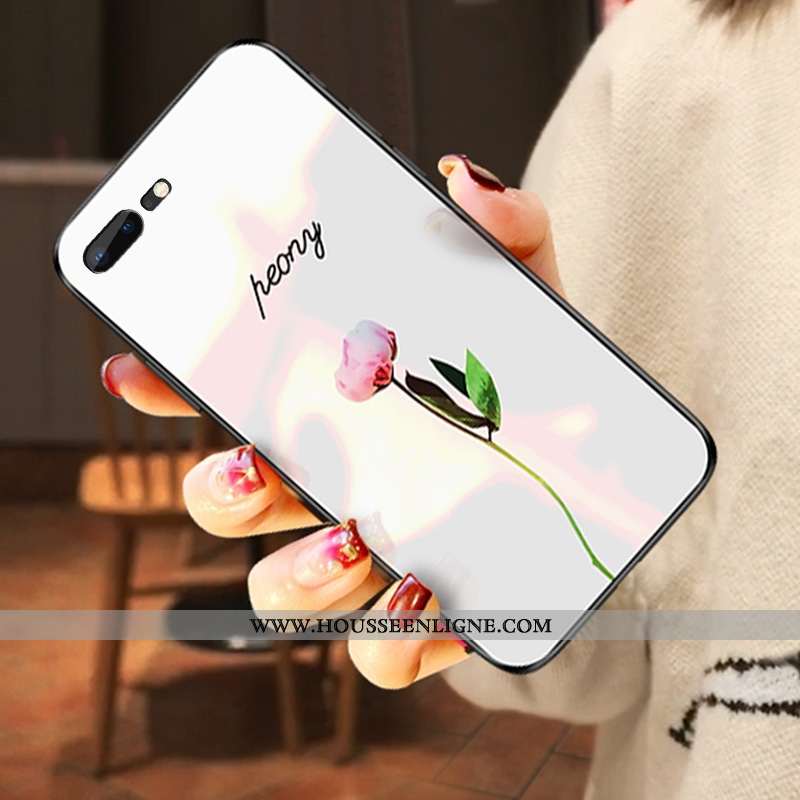 Étui iPhone 7 Plus Verre Tendance Nouveau Difficile Amoureux Pu Blanche