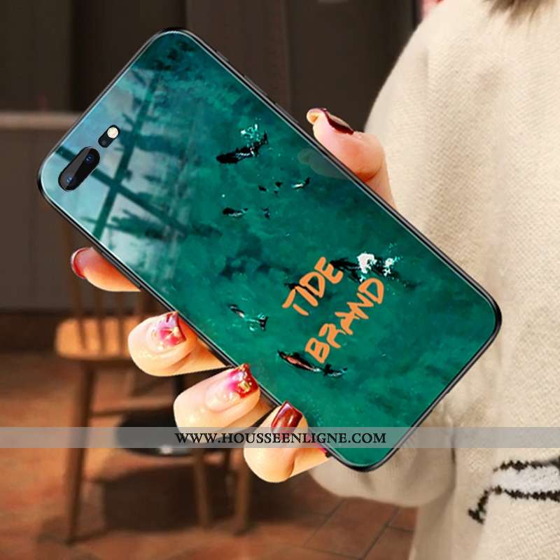 Étui iPhone 7 Plus Verre Tendance Nouveau Difficile Amoureux Pu Blanche