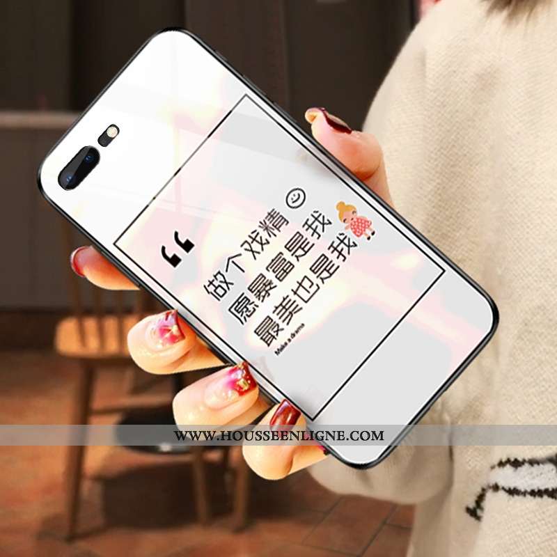 Étui iPhone 7 Plus Verre Tendance Nouveau Difficile Amoureux Pu Blanche