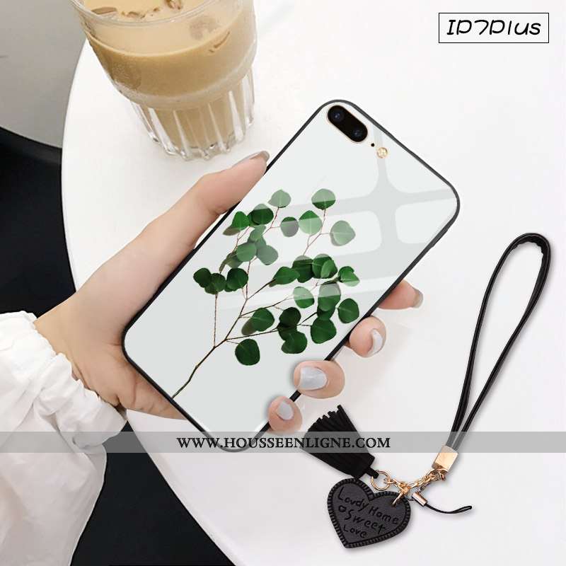 Étui iPhone 7 Plus Verre Tendance Téléphone Portable 2020 Nouveau Amoureux Pu Blanche