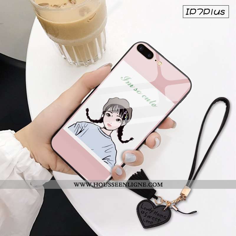 Étui iPhone 7 Plus Verre Tendance Téléphone Portable 2020 Nouveau Amoureux Pu Blanche