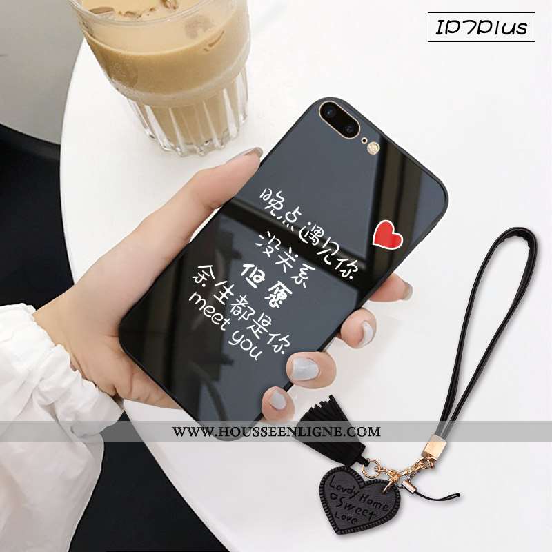 Étui iPhone 7 Plus Verre Tendance Téléphone Portable 2020 Nouveau Amoureux Pu Blanche