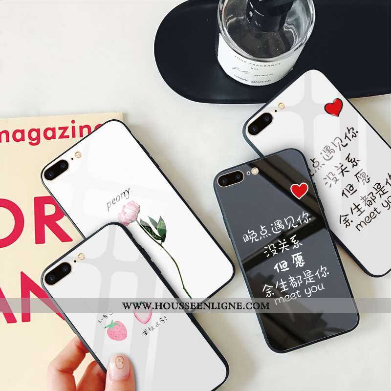 Étui iPhone 7 Plus Verre Tendance Téléphone Portable 2020 Nouveau Amoureux Pu Blanche