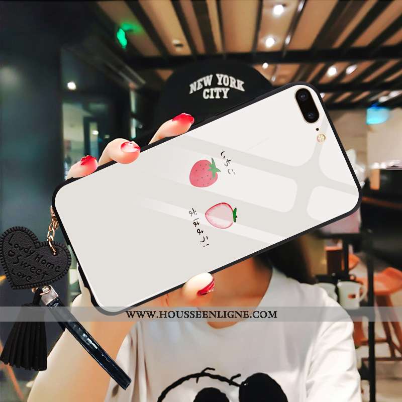 Étui iPhone 7 Plus Verre Tendance Téléphone Portable 2020 Nouveau Amoureux Pu Blanche
