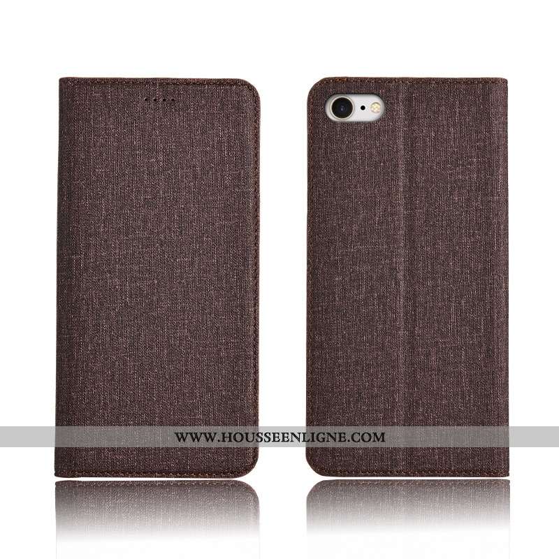 Étui iPhone 7 Protection Cuir Noir Lin Silicone Nouveau