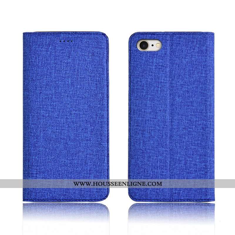 Étui iPhone 7 Protection Cuir Noir Lin Silicone Nouveau