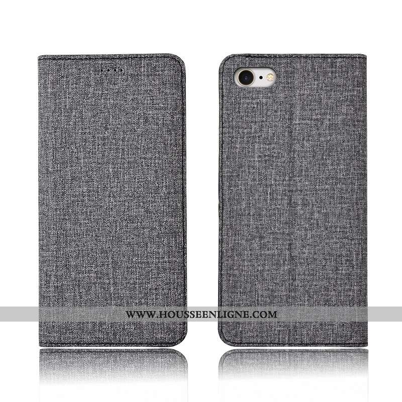 Étui iPhone 7 Protection Cuir Noir Lin Silicone Nouveau