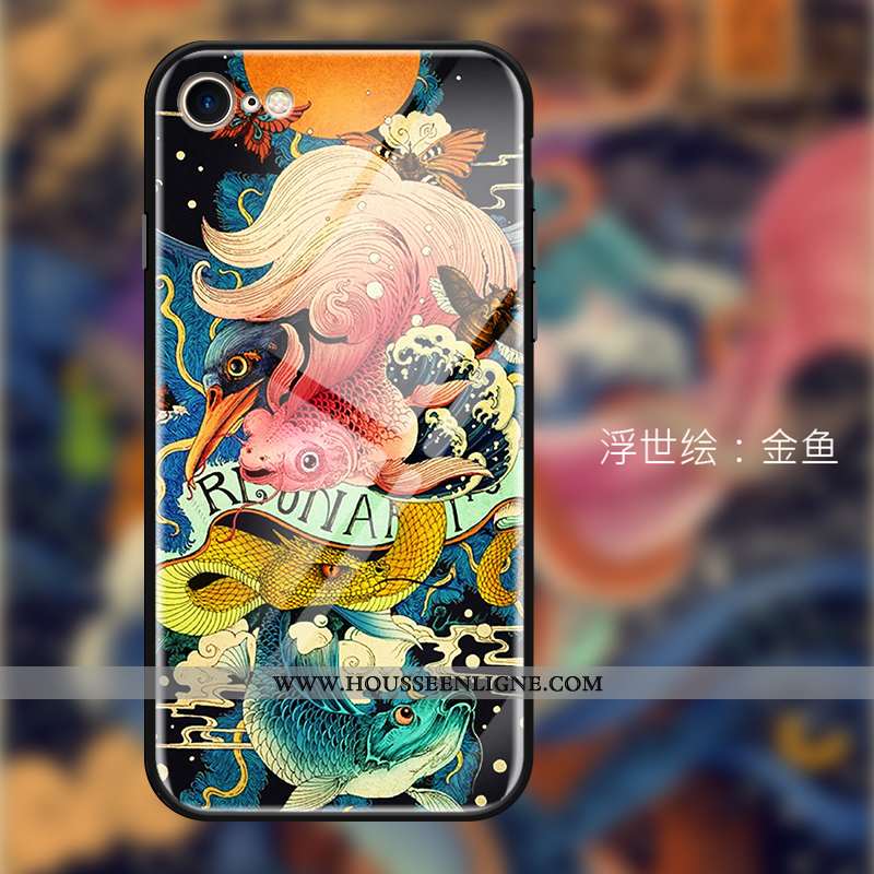 Étui iPhone 7 Protection Verre Rouge Créatif Or Mode
