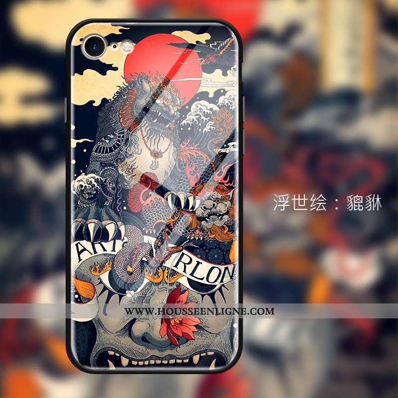 Étui iPhone 7 Protection Verre Rouge Créatif Or Mode