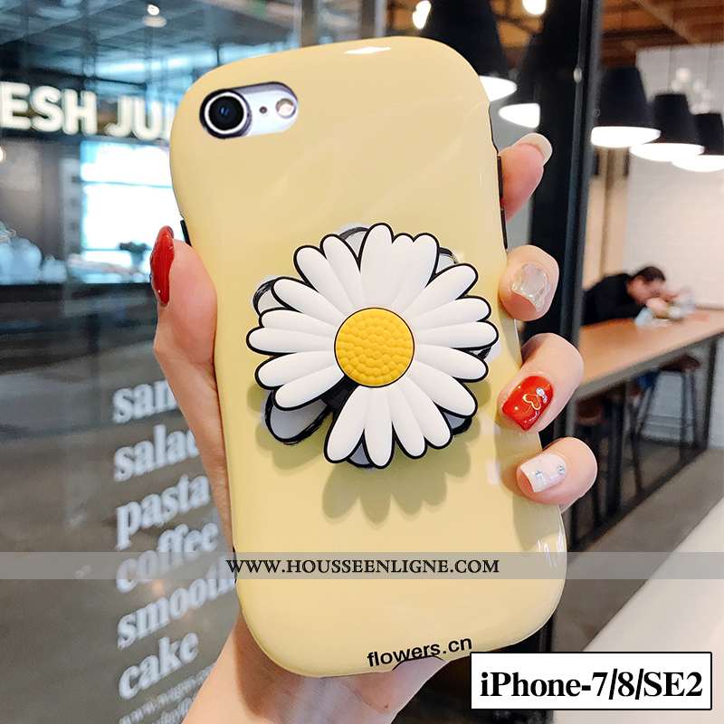 Étui iPhone 7 Silicone Fluide Doux Incassable Téléphone Portable Tout Compris Jaune Petit