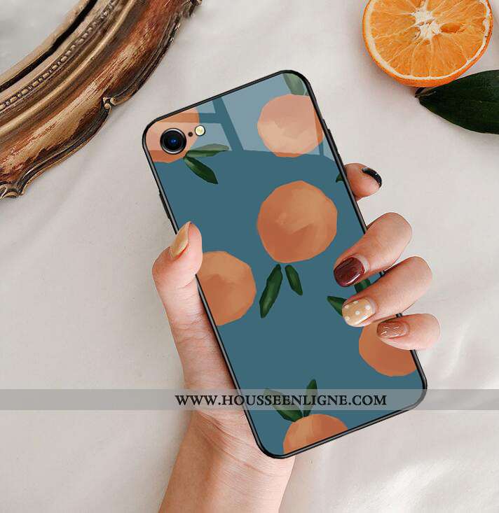 Étui iPhone 8 Créatif Dessin Animé Vert Silicone Miroir Verre Personnalité Verte