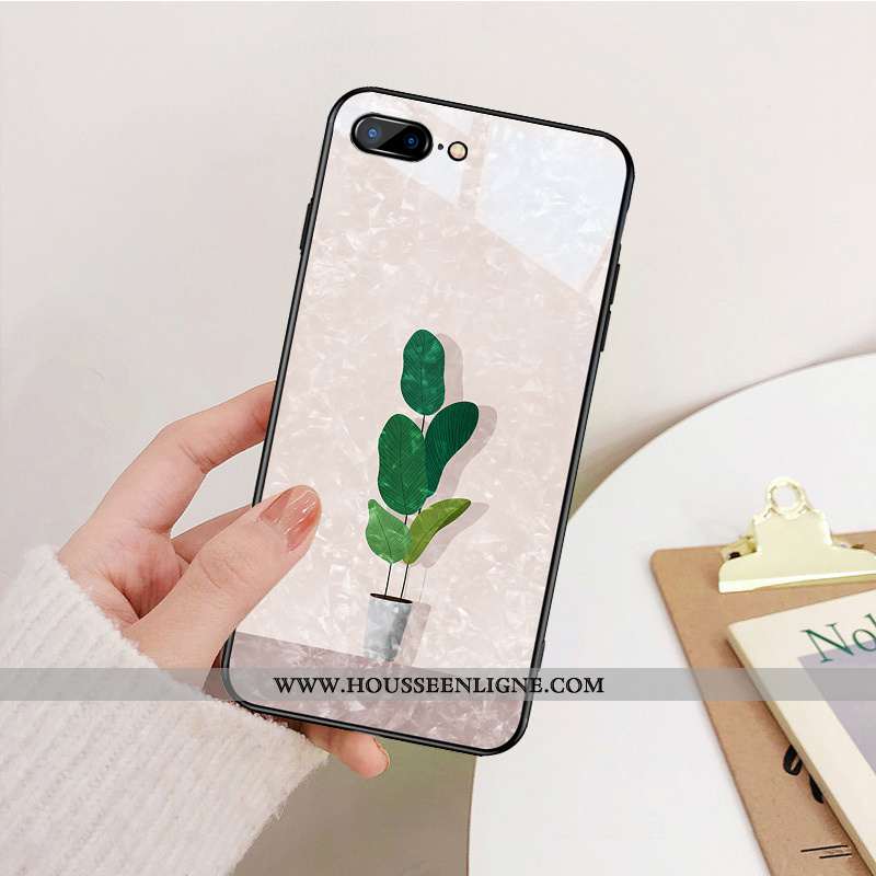 Étui iPhone 8 Créatif Dessin Animé Vert Silicone Miroir Verre Personnalité Verte
