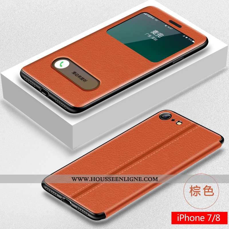 Étui iPhone 8 Cuir Fluide Doux Téléphone Portable Tout Compris Business Incassable Rouge
