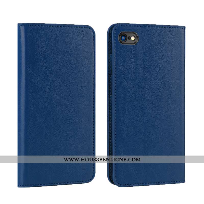 Étui iPhone 8 Cuir Véritable Cuir Luxe Qualité Bovins Bleu Coque
