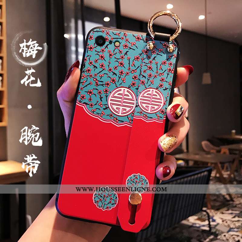 Étui iPhone 8 Fluide Doux Silicone Bleu Protection Incassable Nouveau Style Chinois
