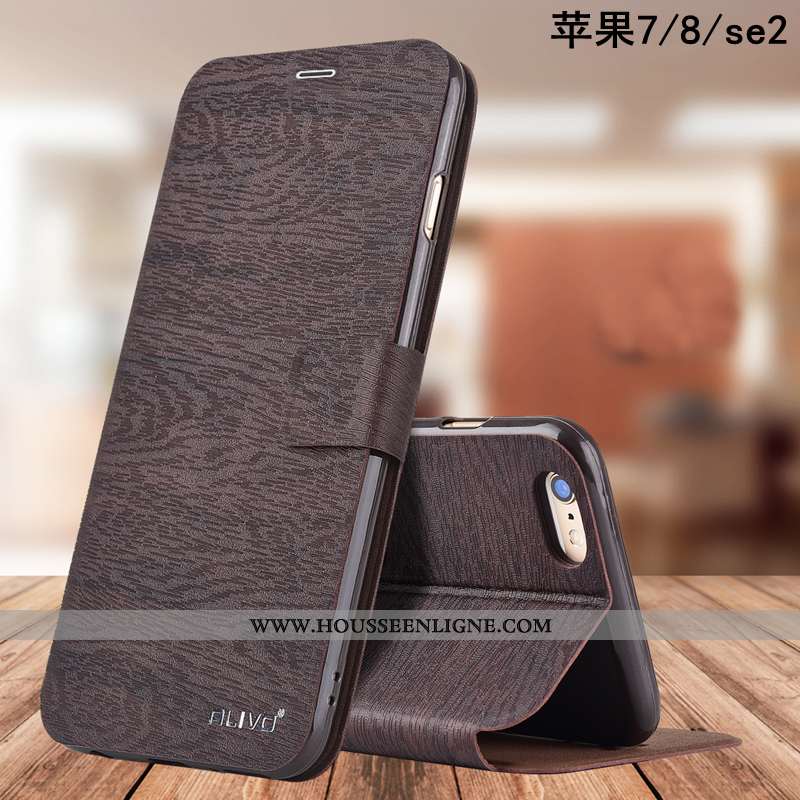 Étui iPhone 8 Fluide Doux Silicone Business Incassable Protection Pu Marron