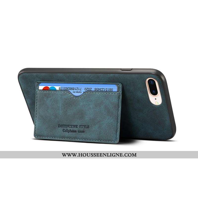 Étui iPhone 8 Plus Délavé En Daim Cuir Rouge Coque Incassable Téléphone Portable