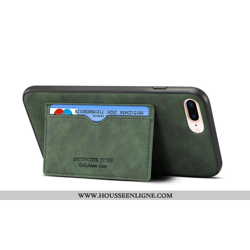 Étui iPhone 8 Plus Délavé En Daim Cuir Rouge Coque Incassable Téléphone Portable