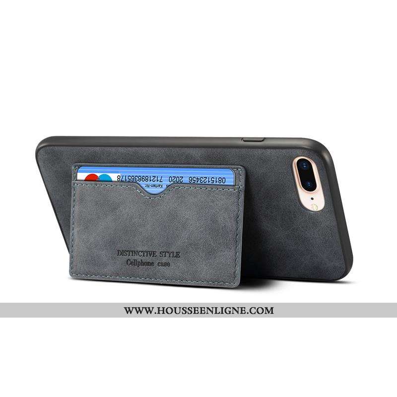 Étui iPhone 8 Plus Délavé En Daim Cuir Rouge Coque Incassable Téléphone Portable