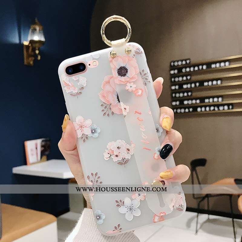 Étui iPhone 8 Plus Fluide Doux Silicone Cou Suspendu Incassable Téléphone Portable Support Tendance 