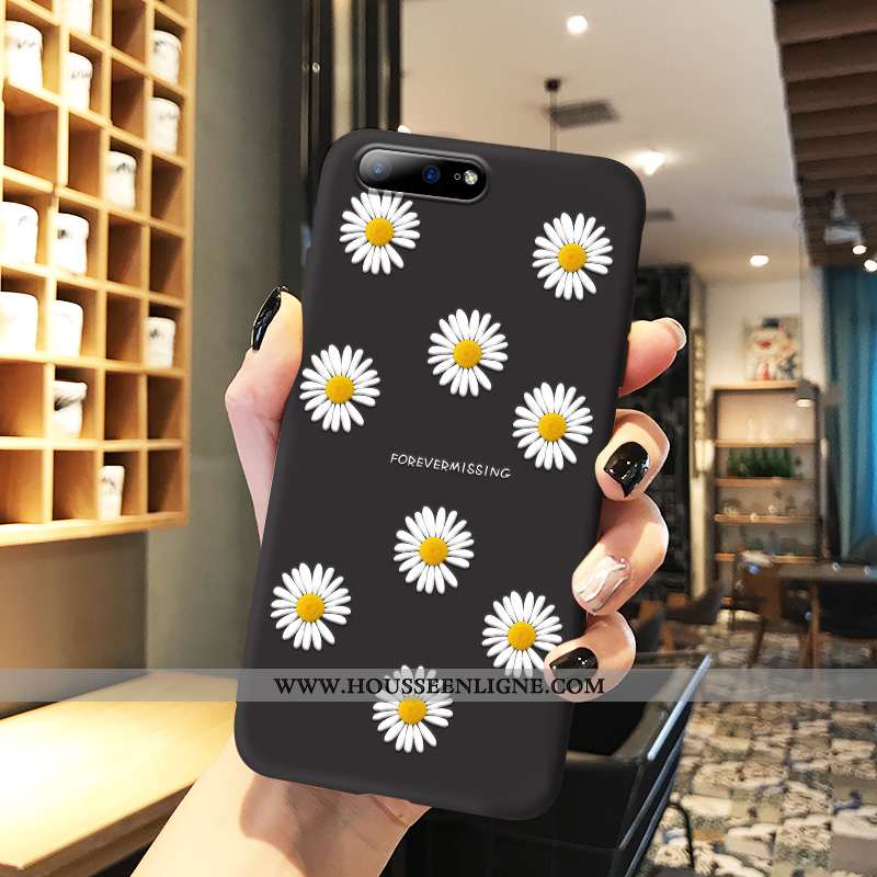 Étui iPhone 8 Plus Fluide Doux Silicone Noir Fleur Coque Protection Tendance