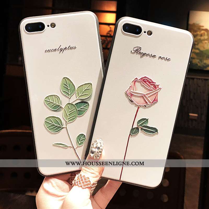 Étui iPhone 8 Plus Gaufrage Fluide Doux Protection Tout Compris Silicone Vert Art Verte