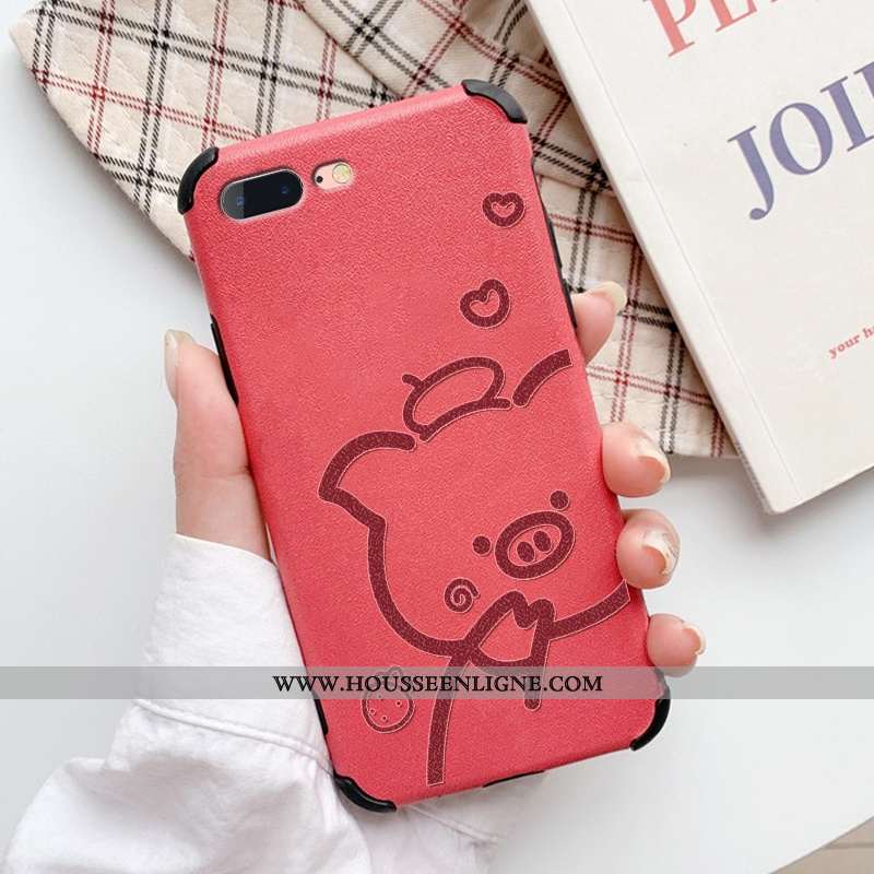 Étui iPhone 8 Plus Modèle Fleurie Fluide Doux Soie Mulberry Coque Téléphone Portable Cuir Net Rouge