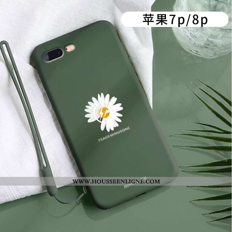 Étui iPhone 8 Plus Ornements Suspendus Personnalité Incassable Silicone Vert Créatif Protection Vert