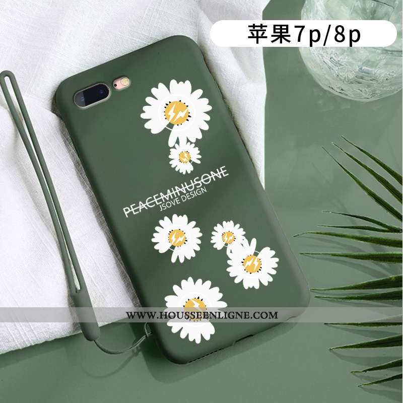 Étui iPhone 8 Plus Ornements Suspendus Personnalité Incassable Silicone Vert Créatif Protection Vert