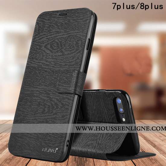 Étui iPhone 8 Plus Protection Cuir Silicone Business Pu Fluide Doux Téléphone Portable Rouge