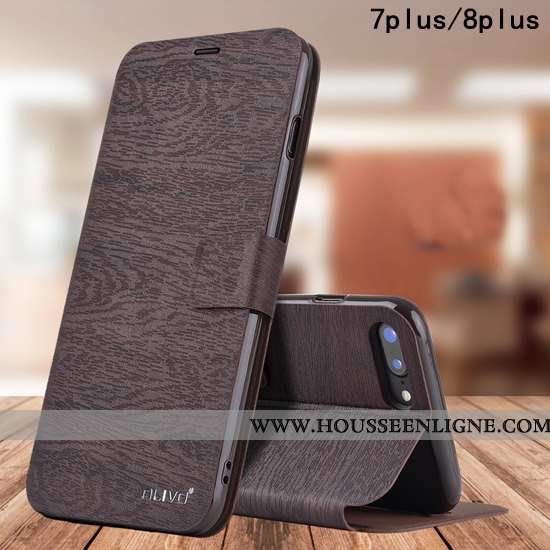 Étui iPhone 8 Plus Protection Cuir Silicone Business Pu Fluide Doux Téléphone Portable Rouge