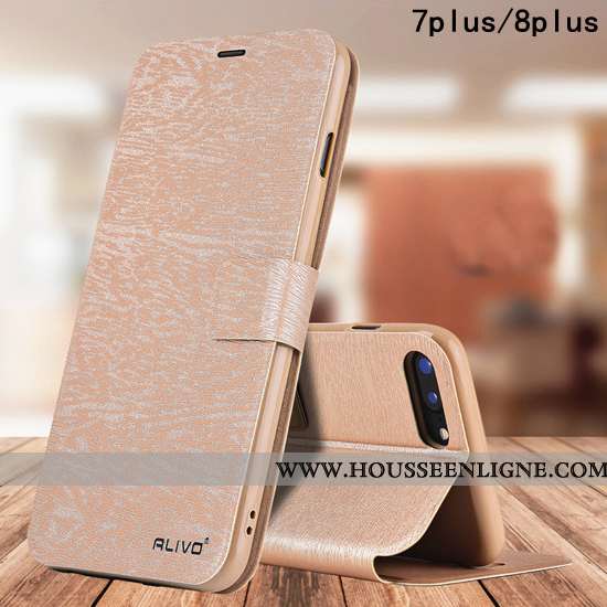 Étui iPhone 8 Plus Protection Cuir Silicone Business Pu Fluide Doux Téléphone Portable Rouge