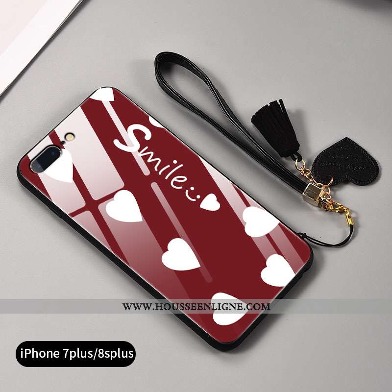Étui iPhone 8 Plus Protection Verre Rouge Incassable Téléphone Portable Difficile