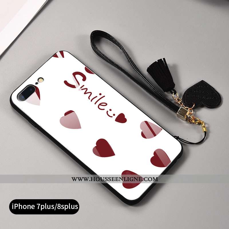 Étui iPhone 8 Plus Protection Verre Rouge Incassable Téléphone Portable Difficile