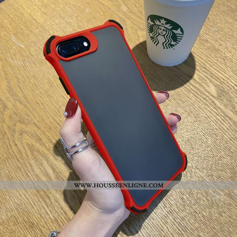 Étui iPhone 8 Plus Silicone Délavé En Daim Tout Compris Simple Incassable Coque Élégant Rouge