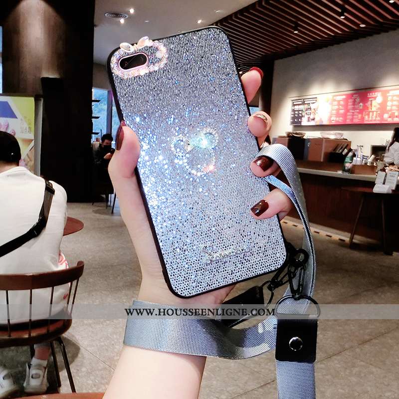 Étui iPhone 8 Plus Silicone Strass Clair Tendance Violet Fluide Doux Net Rouge