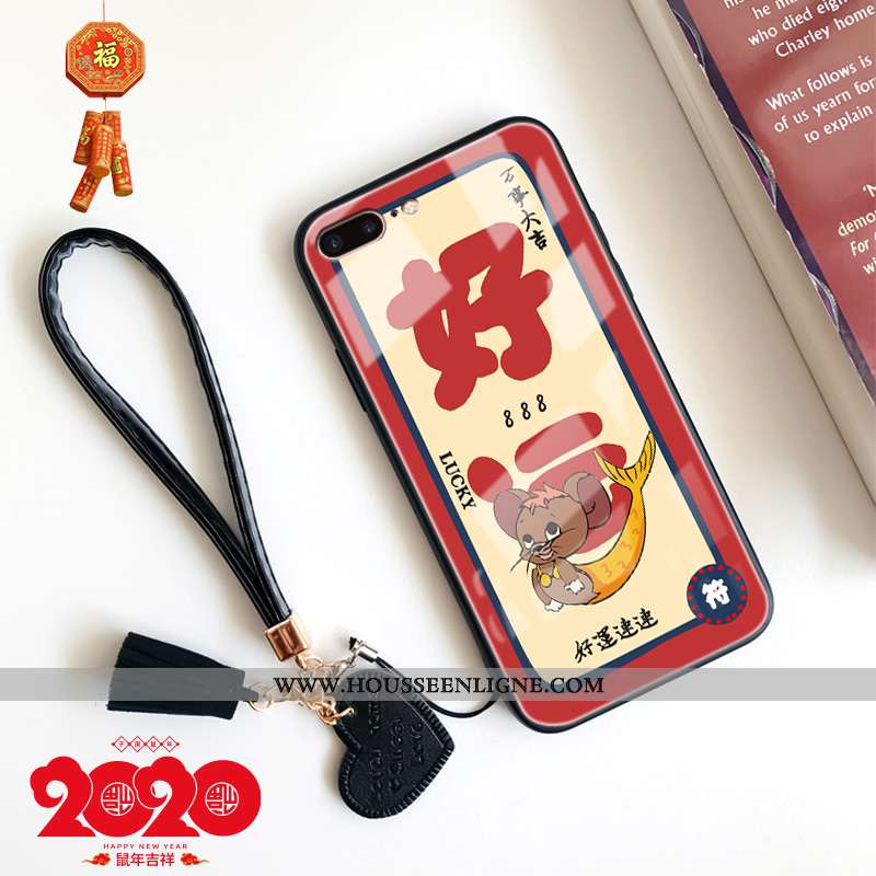 Étui iPhone 8 Plus Tendance Fluide Doux Rouge Net Rouge Silicone Coque Tout Compris