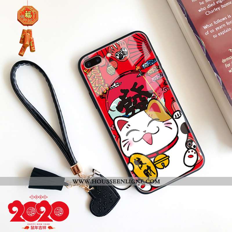 Étui iPhone 8 Plus Tendance Fluide Doux Rouge Net Rouge Silicone Coque Tout Compris